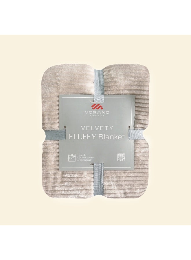 Morano Fluffy Blanket Printed Model 220X240Cm Ultra Soft Polyester Lightweight Cozy Warm Throw Textured Stripe Design Sofa Bed Cover Comfortable Fleece Winter Blanket, for Home and Bedding - Image 1