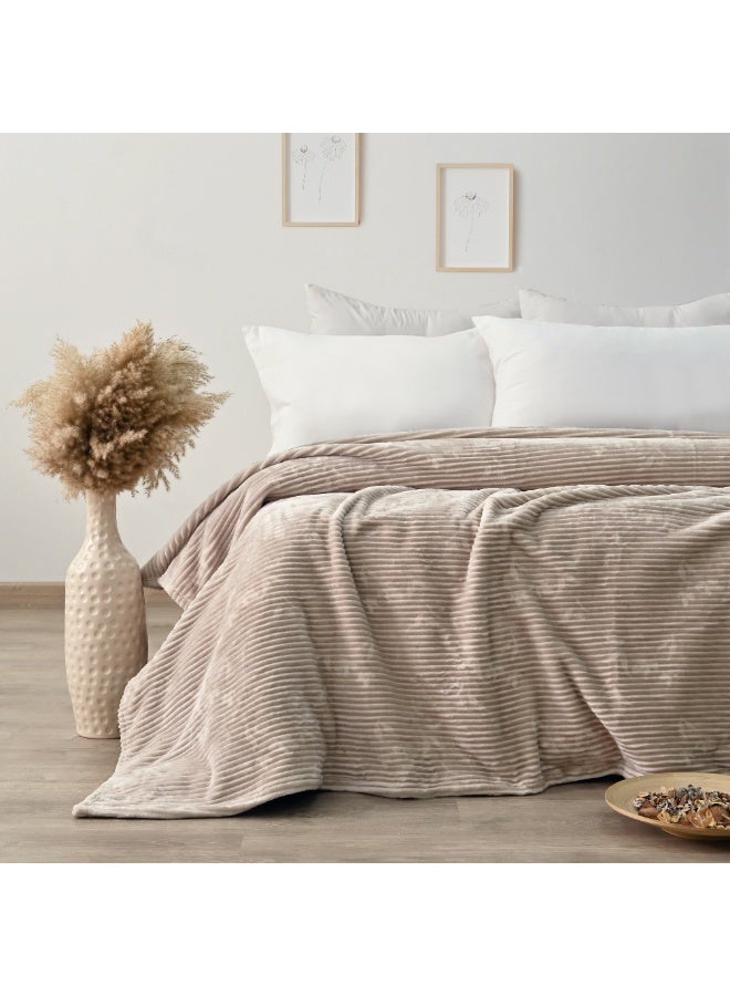 Morano Fluffy Blanket Printed Model 220X240Cm Ultra Soft Polyester Lightweight Cozy Warm Throw Textured Stripe Design Sofa Bed Cover Comfortable Fleece Winter Blanket, for Home and Bedding - Image 2