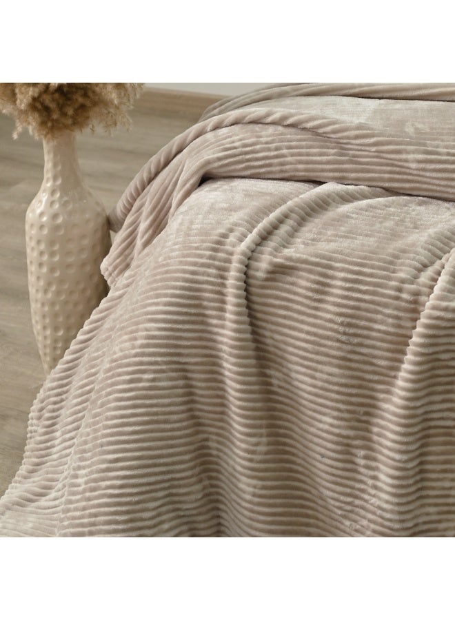 Morano Fluffy Blanket Printed Model 220X240Cm Ultra Soft Polyester Lightweight Cozy Warm Throw Textured Stripe Design Sofa Bed Cover Comfortable Fleece Winter Blanket, for Home and Bedding - Image 3