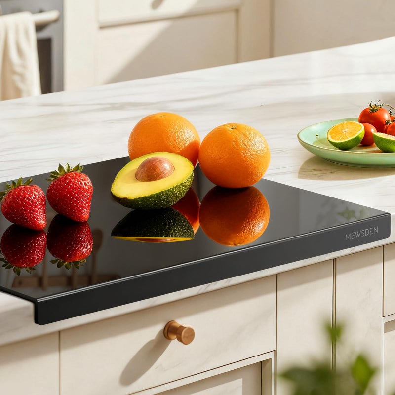 MEWSDEN Black Cutting Boards for Kitchen, Acrylic Cutting Board with Counter Lip Countertop Protector, Non-Slip Tablas Para Picar Cocina, Kitchen Decor Apartment Essentials House Warming Gifts(16.1"x12.5") - Image 1