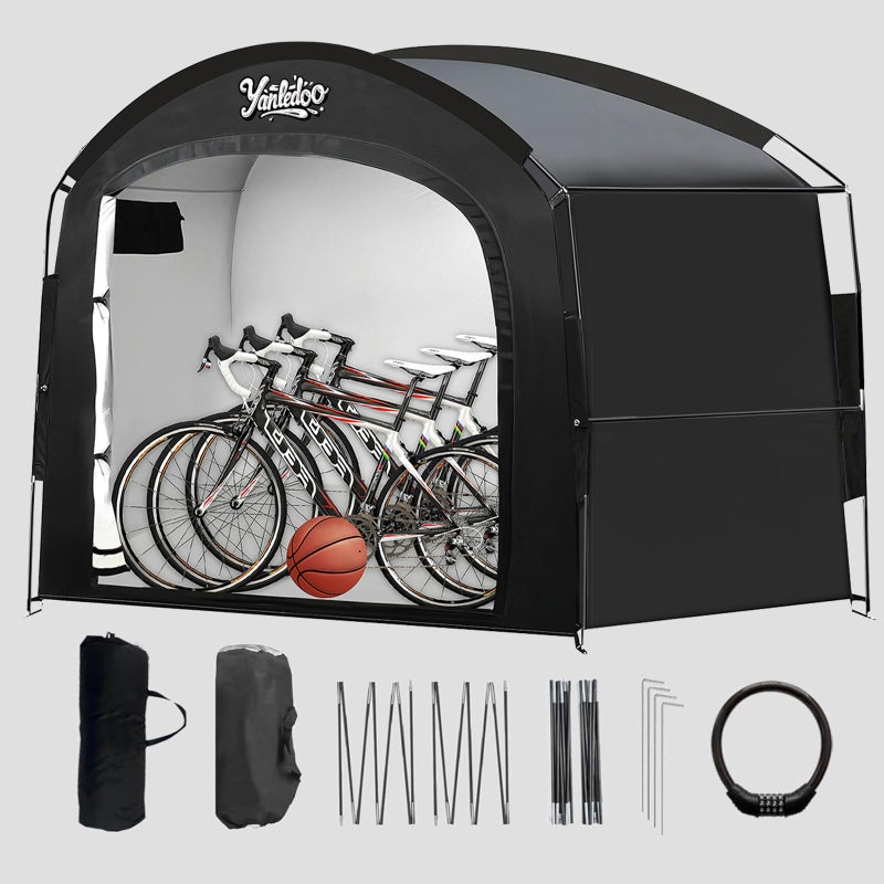Yanledoo XXL Bike Storage Tent, Waterproof Portable Bicycle Shelter with 30% More Top Storage Space for 3-5 Bikes, Easy Setup Outdoor Bicycle Tent, Clips for Camping, Sports Equipment, Outdoor Storage, Black - Image 5