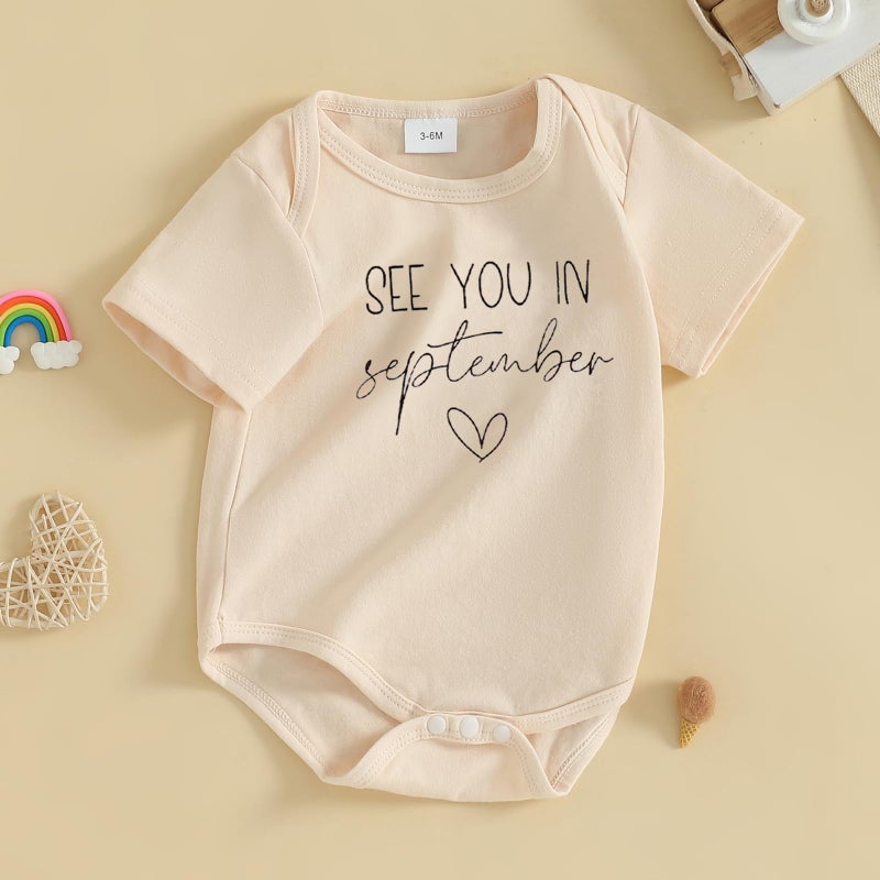 Yccutest Surprise Pregnancy Announcement Baby Onesie Newborn Infant Reveal Ideas Baby Announcement Bodysuit Unisex 0-3 Months (Apricot September,0-3 Months) - Image 3