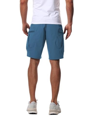 AUTIWITUA Mens Hiking Cargo Shorts Quick Dry 9 Lightweight Tactical Work Shorts with PocketsNo Belt Blue - Image 3
