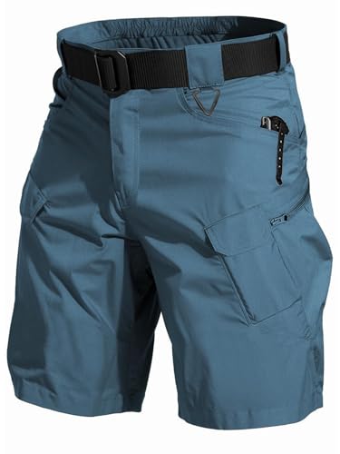 AUTIWITUA Mens Hiking Cargo Shorts Quick Dry 9 Lightweight Tactical Work Shorts with PocketsNo Belt Blue - Image 1