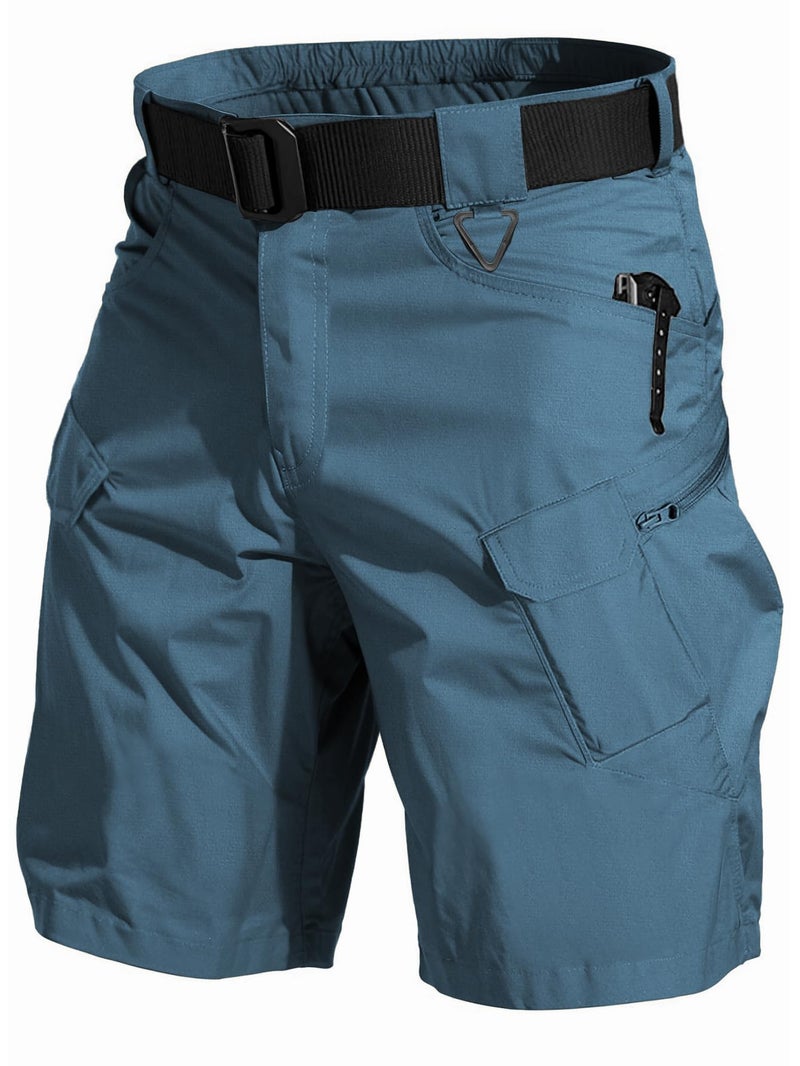 AUTIWITUA Mens Hiking Cargo Shorts Quick Dry 9 Lightweight Tactical Work Shorts with PocketsNo Belt Blue - Image 2
