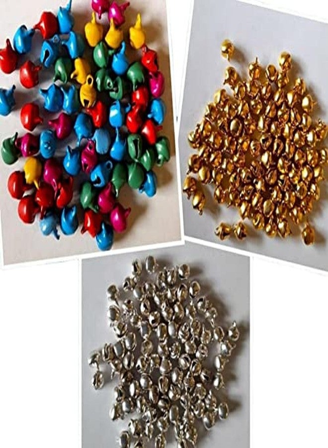 ZILZON® Golden Silver & Multicolor Ghungroo Jingle Bell for Jewellery Making Craft Making (Size 8mm Pack of 25 Pieces Each)