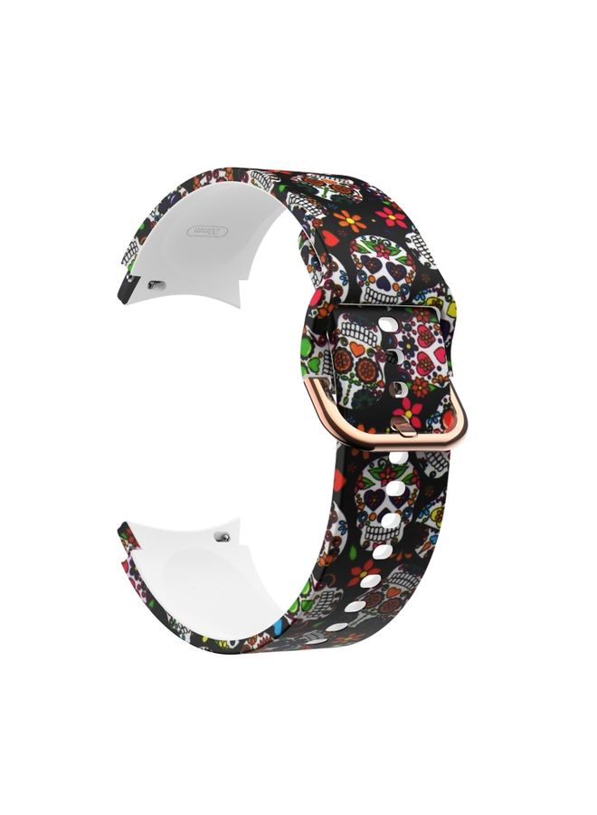 Replacement Strap For Samsung Galaxy Watch4 / Watch4 Classic Silicone Printing Watch Band Color Skull