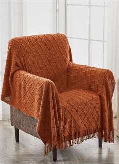 وهاواي Knitted Tassel Blankets, Super Soft Cozy Lightweight Decorative Throw Blankets for Couch , Bed, Sofa, Outdoor Throw Blanket All Seasons 127x178CM（brown）  - Image 1