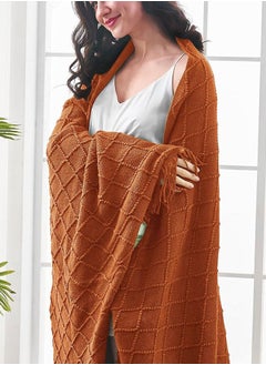 وهاواي Knitted Tassel Blankets, Super Soft Cozy Lightweight Decorative Throw Blankets for Couch , Bed, Sofa, Outdoor Throw Blanket All Seasons 127x178CM（brown）  - Image 5