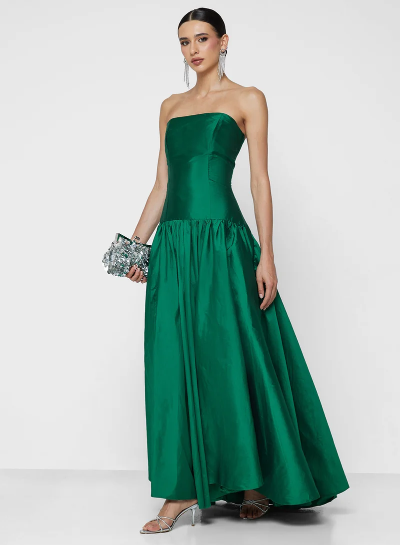 Namshi x Bandeau Ball Gown Dress With Drop Waist Detail