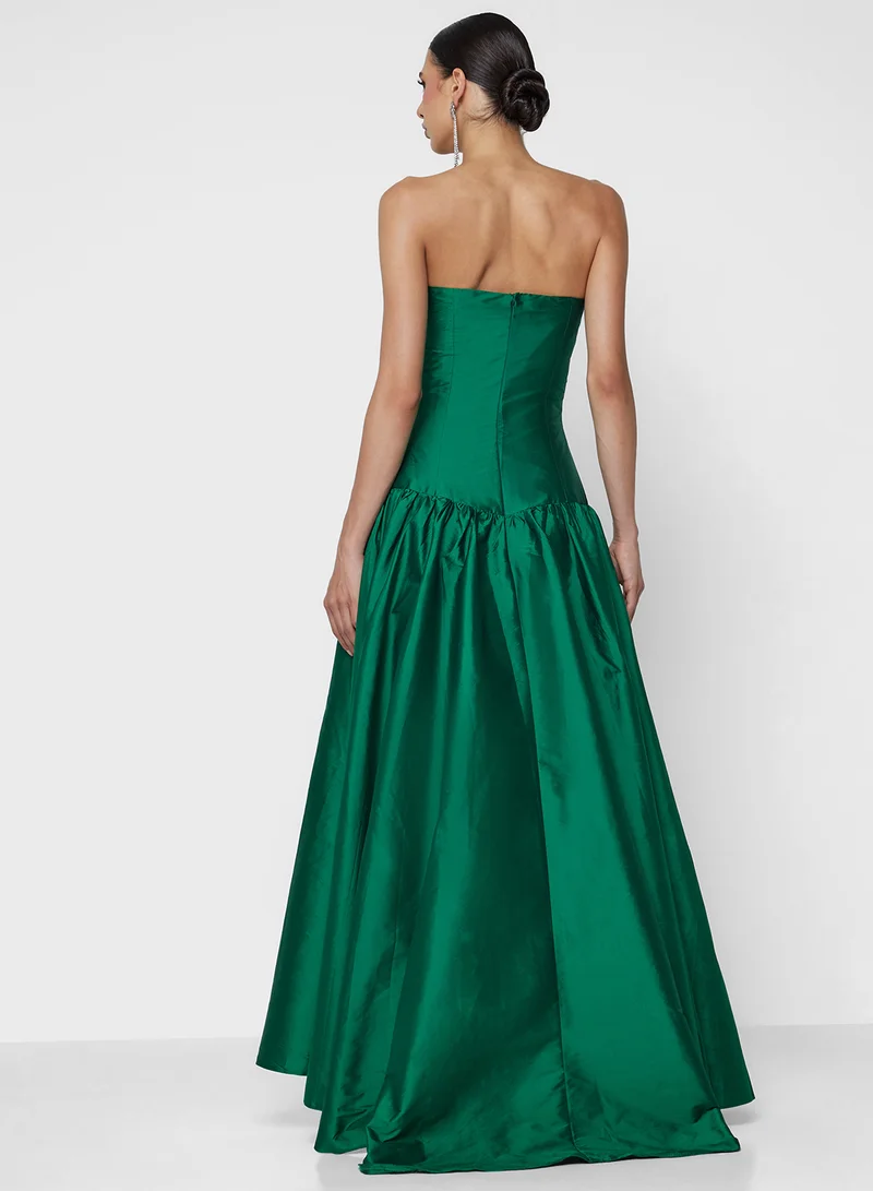 Namshi x Bandeau Ball Gown Dress With Drop Waist Detail