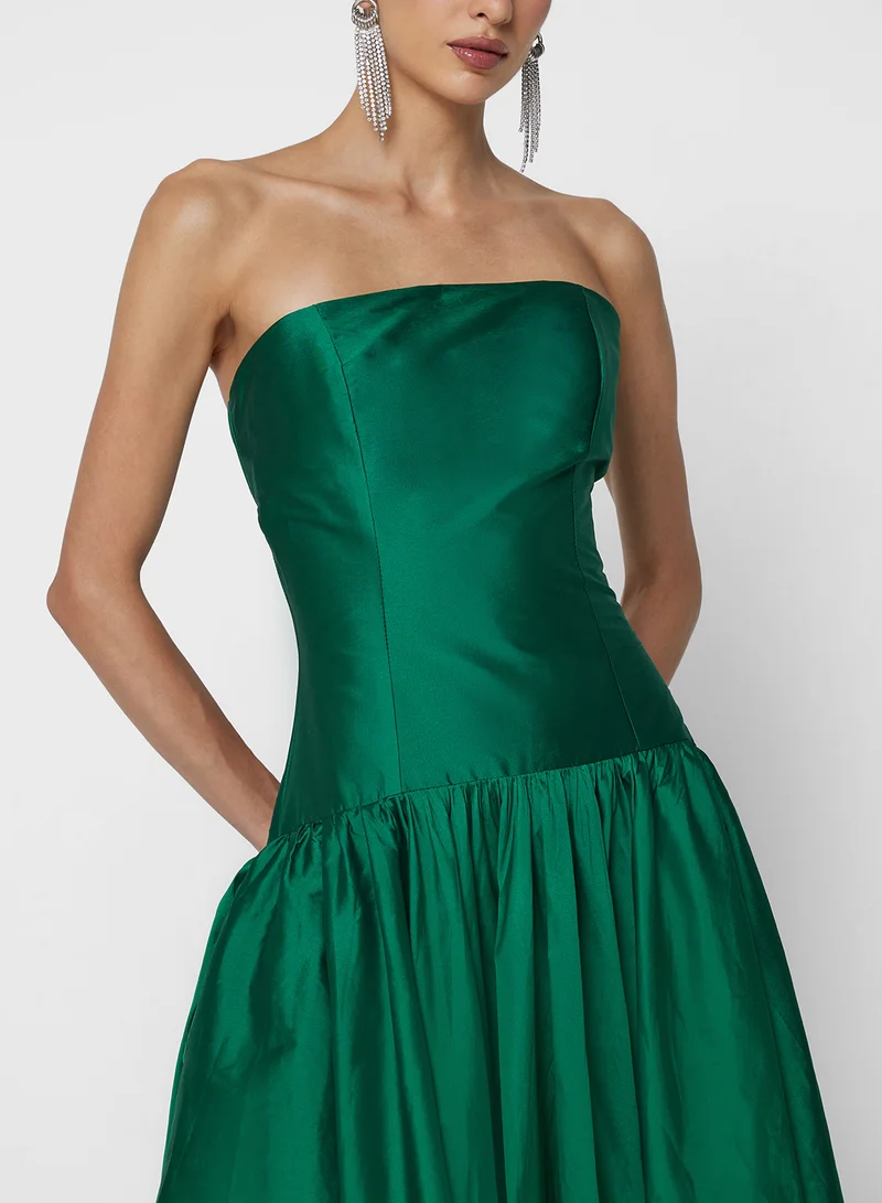 Namshi x Bandeau Ball Gown Dress With Drop Waist Detail