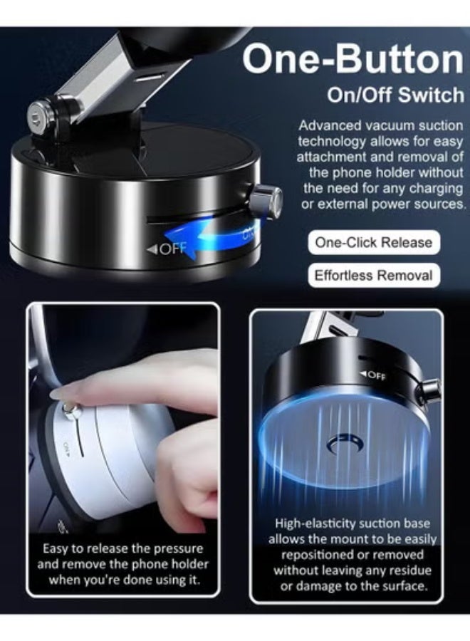 Lesha Vacuum Suction Magnetic Phone Holder, 2025 Upgraded Foldable and Retractable Magnetic Mount, A Movable Vacuum Suction Cup Car Phone Stand for Cars/Gyms/Mirrors/Smooth Surface (Black) - Image 5