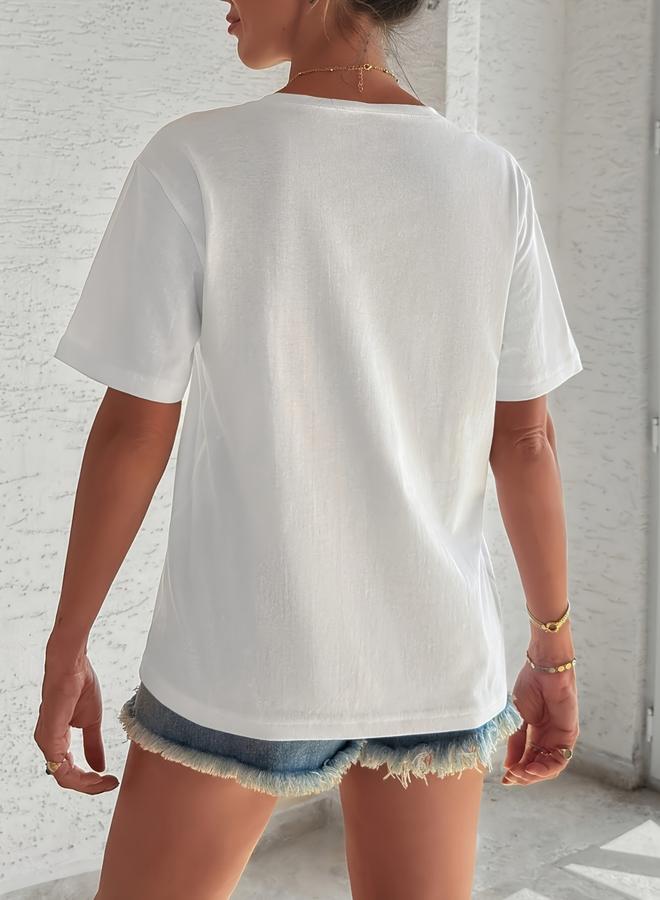 Take Two Plus Size Floral Embroidery Pocket T-Shirt - Image 2