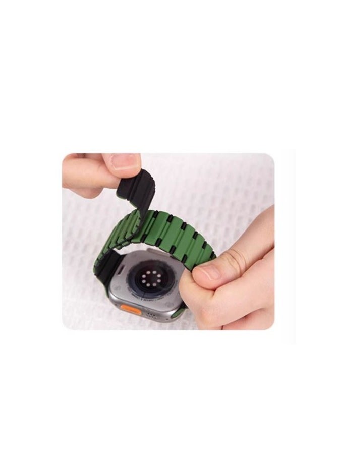Generic - Contrast Color Silicone Rubber Integrated Watch Band Strap for Apple Watch Compatible with 42mm 44mm 45mm 49mm - Image 1
