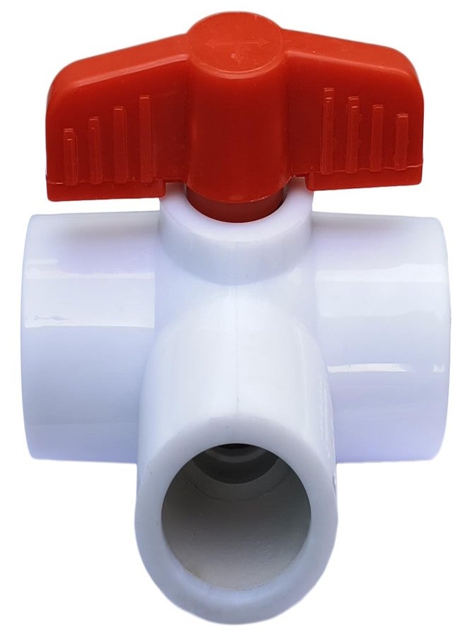 ES EKSAFAR ESEKSAFAR Plain UPVC T-Way Ball valve (BSP) (1" BSP Short handle UPVC Plain Ball valve) for Outer diameter pipe (32-33) mm - Image 1