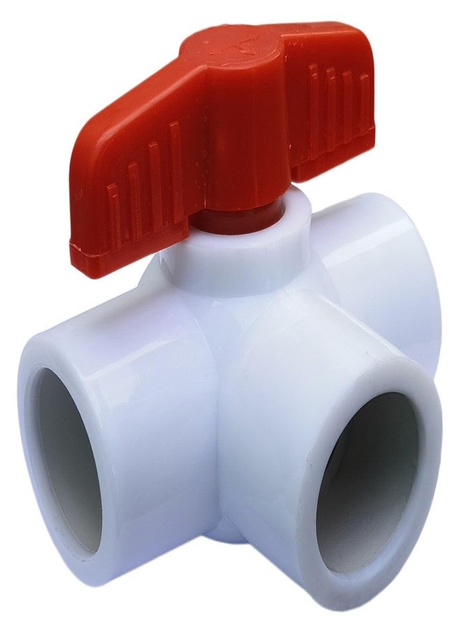 ES EKSAFAR ESEKSAFAR Plain UPVC T-Way Ball valve (BSP) (1" BSP Short handle UPVC Plain Ball valve) for Outer diameter pipe (32-33) mm - Image 2