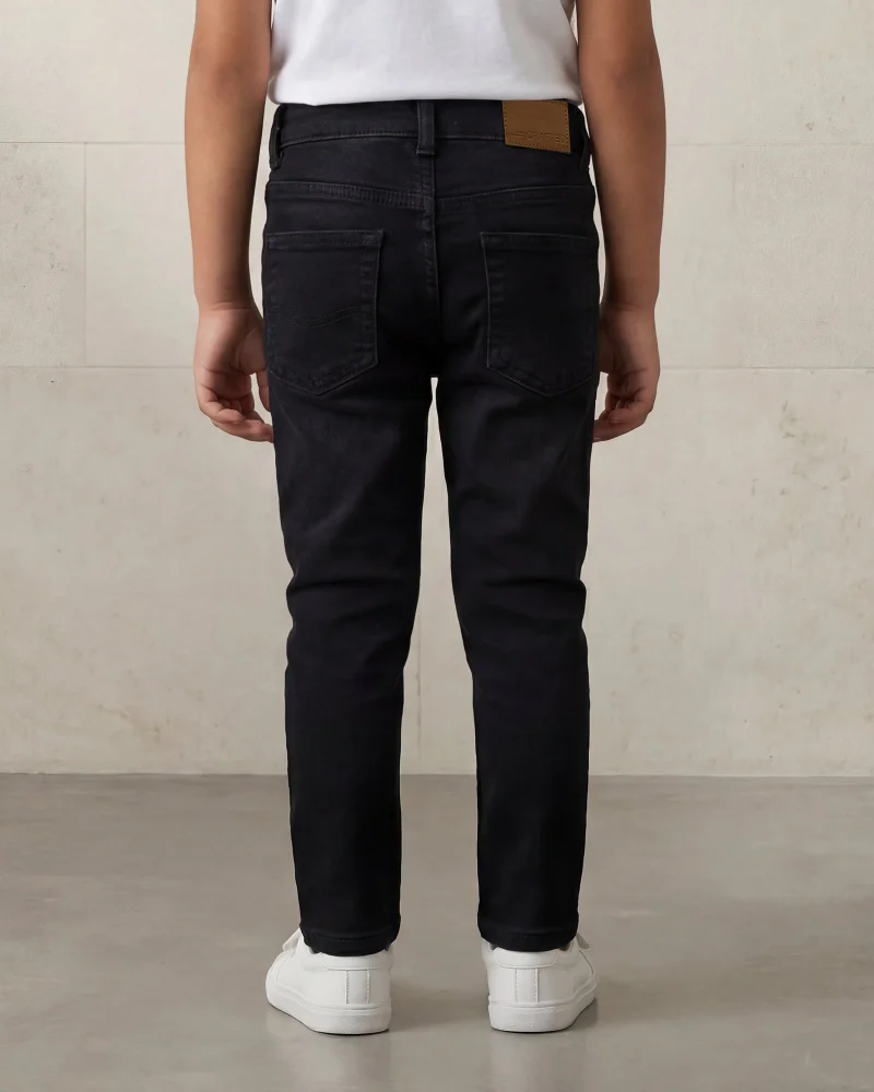 Redtag Boys Black 5-Pocket Knit Jeans