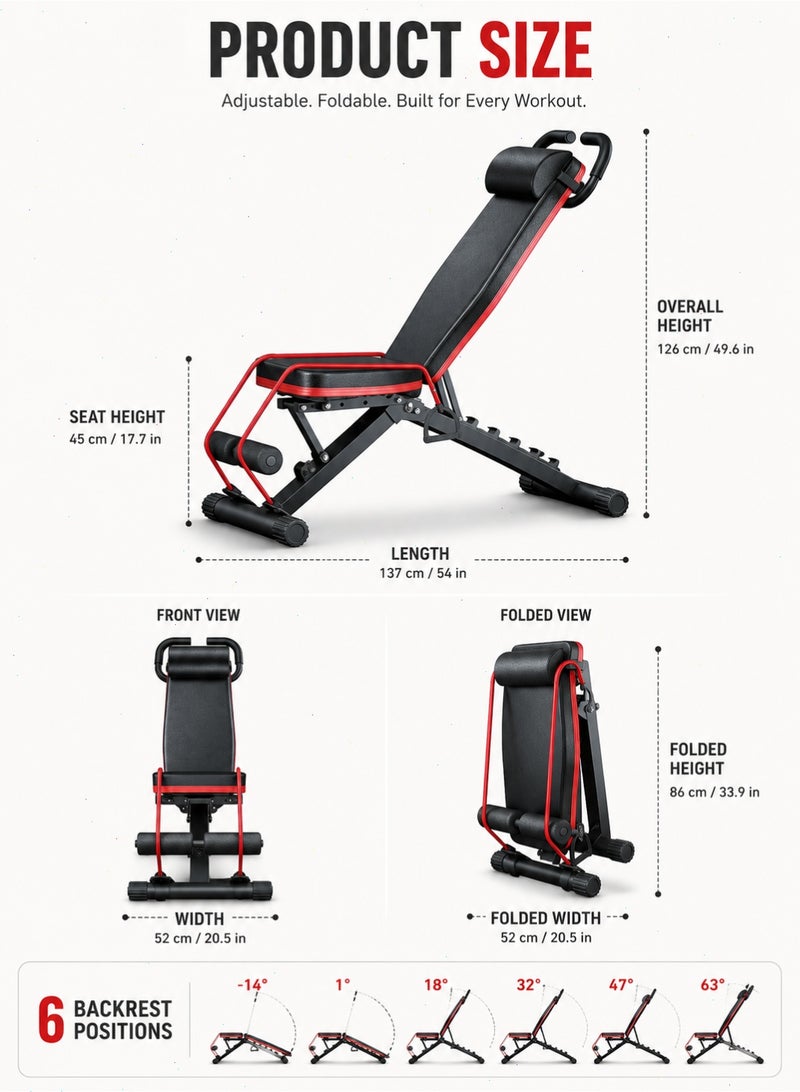 Yoawllty Adjustable Weight Bench for Full Body Workout, 1100 lbs Capacity Home Gym Bench Press with Storage Drawstring, Multi-Purpose Fitness Bench - Image 2