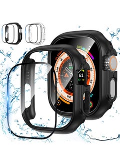 SHOPI Apple Watch Ultra Case 49mm + Apple Watch Ultra Screen Protector, Anti-Fog Tempered Glass Flim + Hard PC Edge Protector Bumper Cover for iWatch Ultra Accessories 49mm Clear+Black  - Image 1