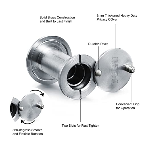 TOGU TG3016YG-SPC Solid Brass UL Listed 220-degree Door Viewer with Heavy Duty Privacy Cover for 1-3/8" to 2-1/6" Doors, Brushed Satin Chrome Finish - Image 5