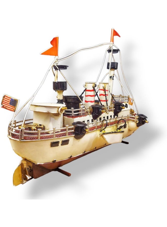 Baltimore Cruiser Ship Model Home Decorations Vintage Iron Art Boat Model Sailboat  - Image 4
