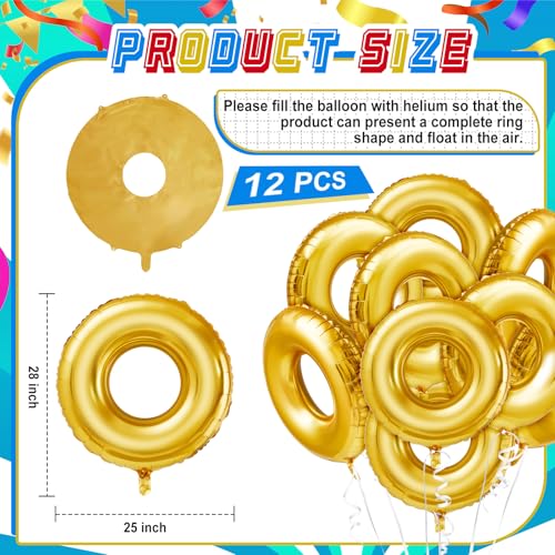 Charnoel 12 Pack 28 Gold Ring Birthday Party Balloon Cartoon Characters Themed Party Decor Foil Large Balloons for Cartoon Carnival Theme Birthday Decorations - Image 5