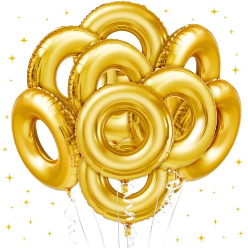 Charnoel 12 Pack 28 Gold Ring Birthday Party Balloon Cartoon Characters Themed Party Decor Foil Large Balloons for Cartoon Carnival Theme Birthday Decorations - Image 1
