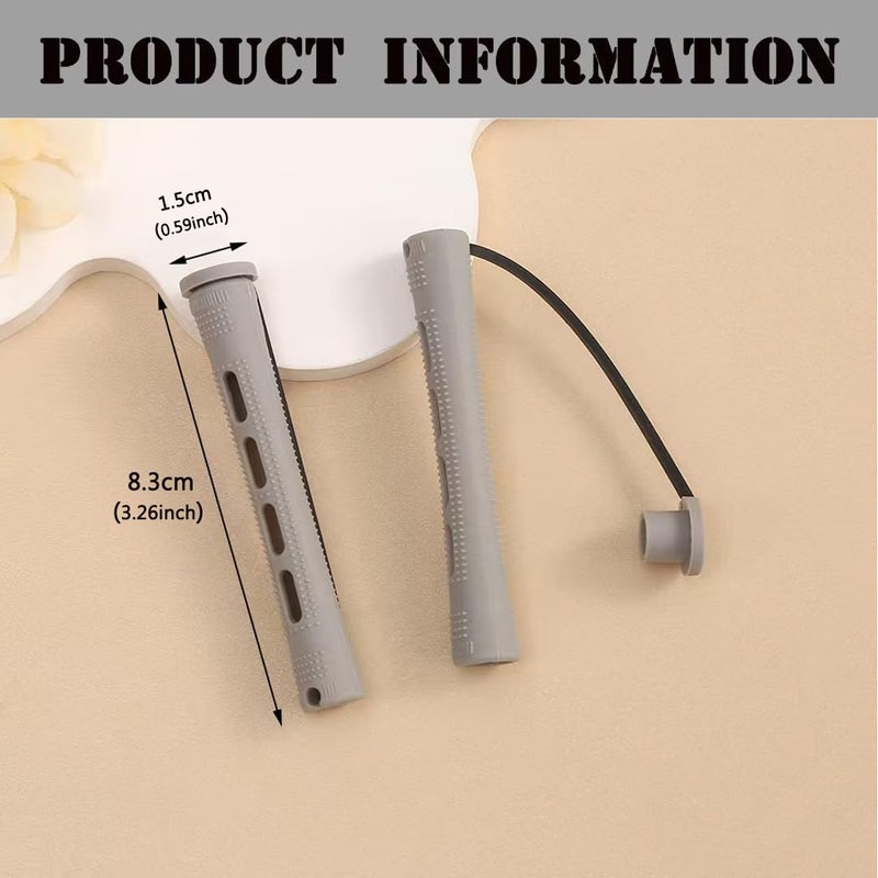 مجموعة قضبان بيرم للشعر الطبيعي القصير 40 قطعة من قضبان التموج البارد البلاستيكية الرمادية، بكرات تجعيد الشعر مع مشط ذيل الفئران الفولاذي، أدوات تصفيف الشعر DIY (40 قطعة رمادي) - Image 2