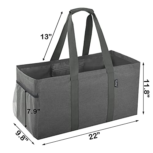 Finnhomy 42L Extra Large Utility Tote Bag, Durable Oxford Fabric Storage Bag with Handles and Pockets, Reusable Folding Grocery Bags Totes for Pool Beach Picnic Shopping Laundry, 2 Pack Winter Grey - Image 4