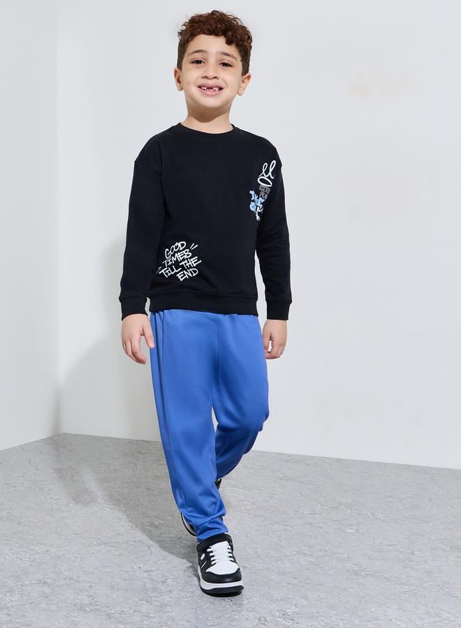 Styli Boys Black Graphic Print Long Sleeves Regular Fit Sweatshirt - Image 2