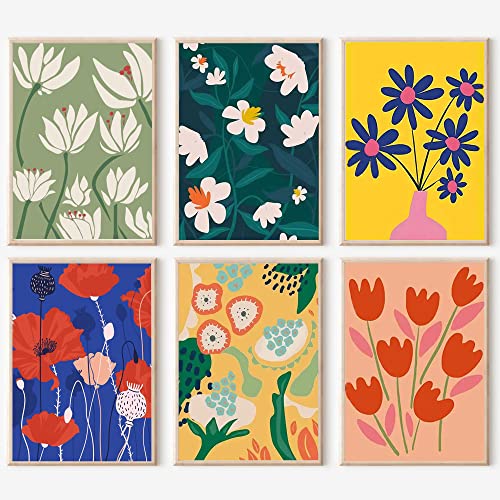 cupmod 6 Pack Paint by Numbers for Kids and Adults- DIY Acrylic Painting Kits on Canvas Without Frame, Simple Flower Oil Painting for Home Wall Decor 12x16inch - Image 1