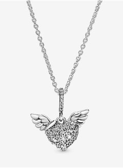 Pandora Pave Heart and Wings Necklace