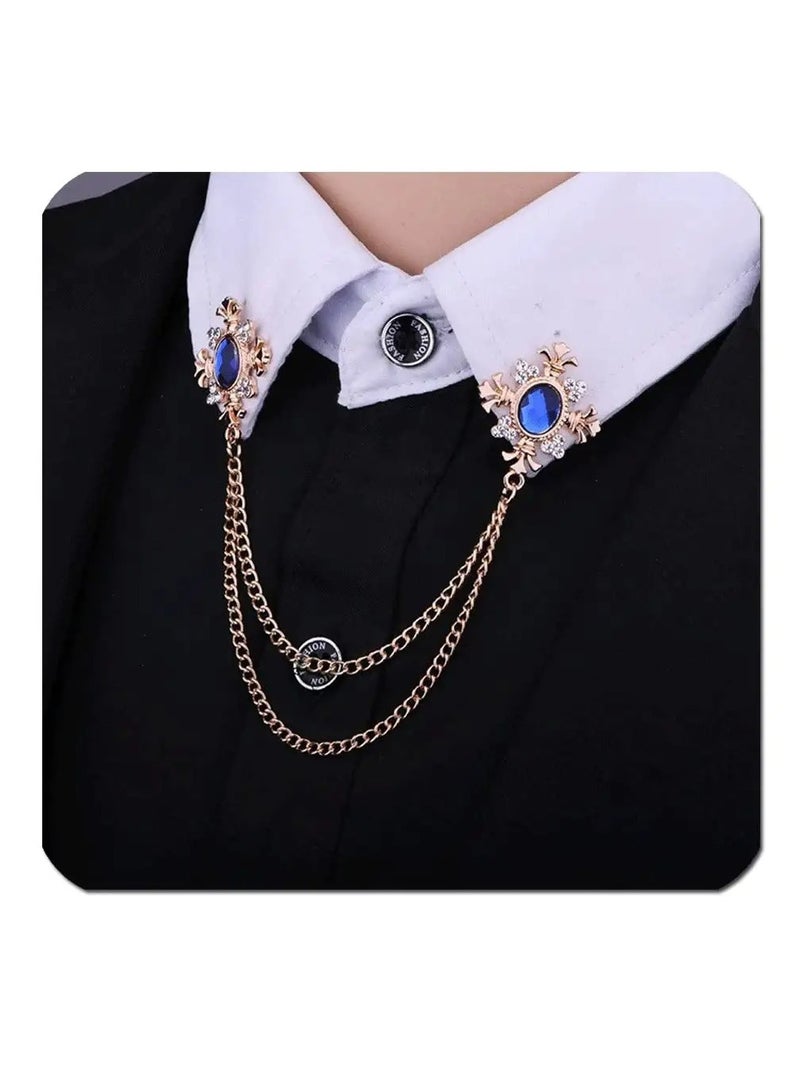 SYOSI Cross Crystal Tassel Chain Brooch Rhinestone Tassel Cross Pin Gold Silver Pins for Men Women Suit  - Image 2