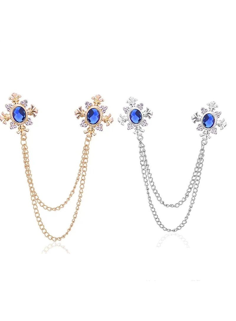 SYOSI Cross Crystal Tassel Chain Brooch Rhinestone Tassel Cross Pin Gold Silver Pins for Men Women Suit  - Image 1