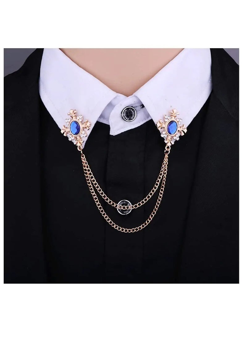 SYOSI Cross Crystal Tassel Chain Brooch Rhinestone Tassel Cross Pin Gold Silver Pins for Men Women Suit  - Image 3