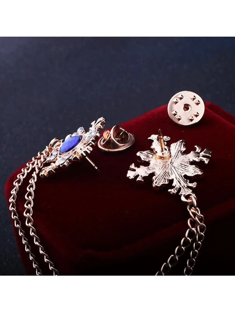 SYOSI Cross Crystal Tassel Chain Brooch Rhinestone Tassel Cross Pin Gold Silver Pins for Men Women Suit  - Image 4