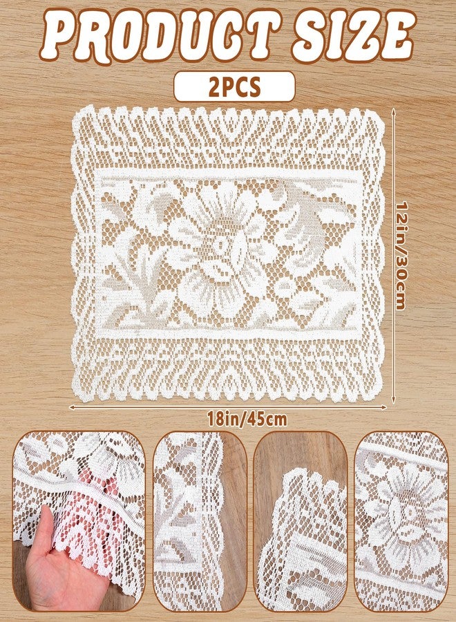 Zyghjort 2 PCS White Lace Placemats, Rectangle Lace Placemats for Tables Vintage Laces Tablemats Embroidered Crochet Placemat Cloth Laces Floral Table Runner for Home Cabinets Dining Tables, 12x17 Inch - Image 3