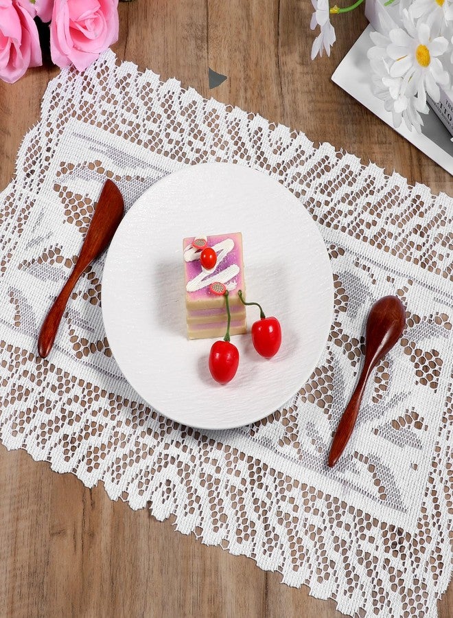 Zyghjort 2 PCS White Lace Placemats, Rectangle Lace Placemats for Tables Vintage Laces Tablemats Embroidered Crochet Placemat Cloth Laces Floral Table Runner for Home Cabinets Dining Tables, 12x17 Inch - Image 4