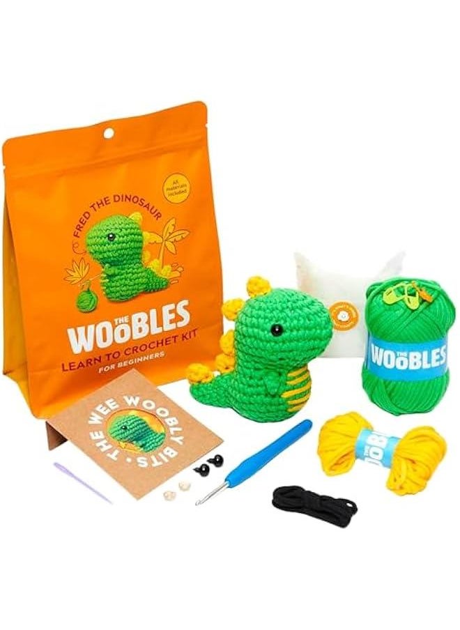 Fred The Dinosaur Beginner Crochet Kit featuring Simple Yarn and Shark Tank-Backed Instructions  - Image 1