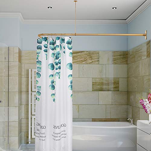 Artiwell L Shaped Shower Curtain Rod, Bathroom Bathtub Corner Shower Curtain Rod with Ceiling Support (SATIN GOLD/BRASS) - Image 1