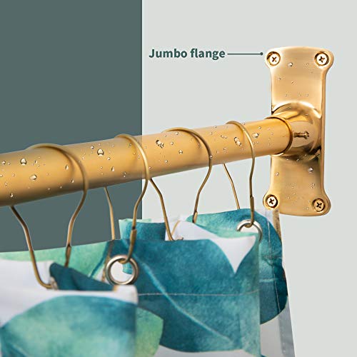 Artiwell L Shaped Shower Curtain Rod, Bathroom Bathtub Corner Shower Curtain Rod with Ceiling Support (SATIN GOLD/BRASS) - Image 3