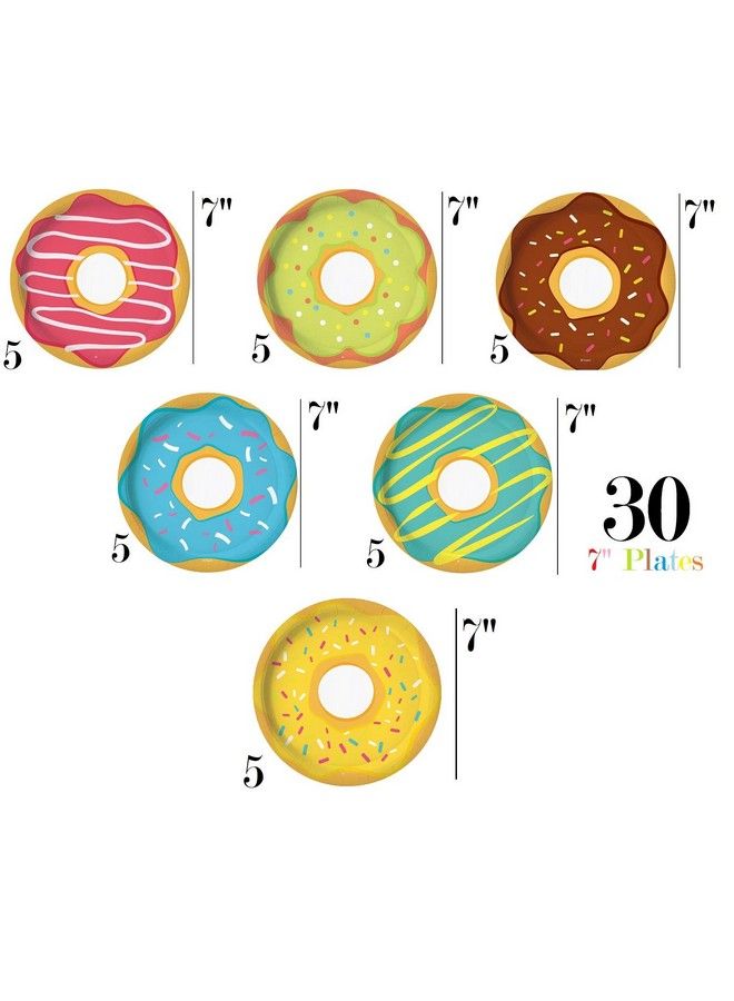 Oojami Serves 30 Complete Party Pack Donut Party 9" Dinner Paper Plates 7" Dessert Paper Plates 9 Oz Cups 3 Ply Napkins Cake Topper Table Cover Donut Grow Up Balloon Donut Theme Party - Image 4