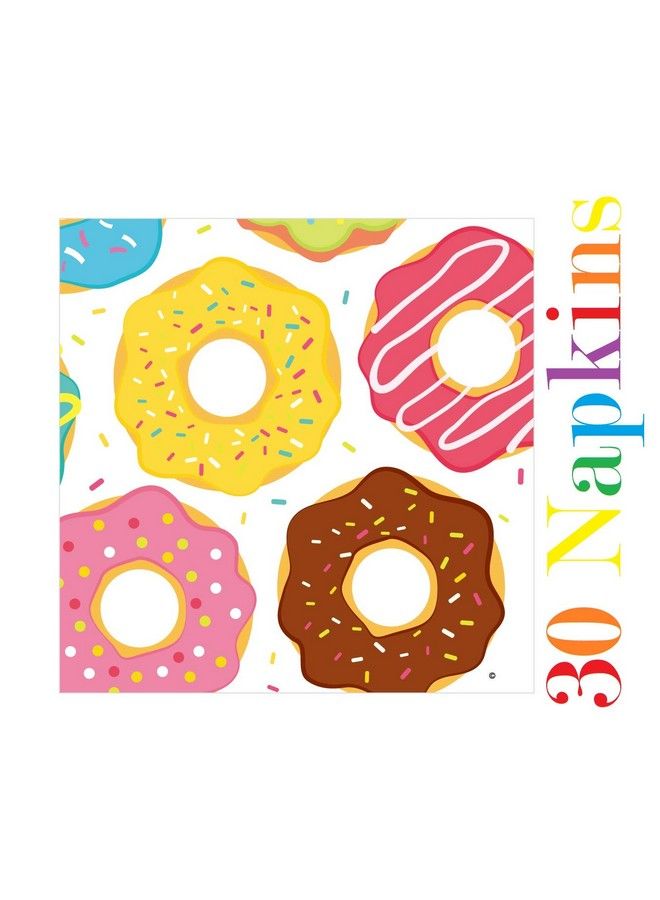 Oojami Serves 30 Complete Party Pack Donut Party 9" Dinner Paper Plates 7" Dessert Paper Plates 9 Oz Cups 3 Ply Napkins Cake Topper Table Cover Donut Grow Up Balloon Donut Theme Party - Image 5