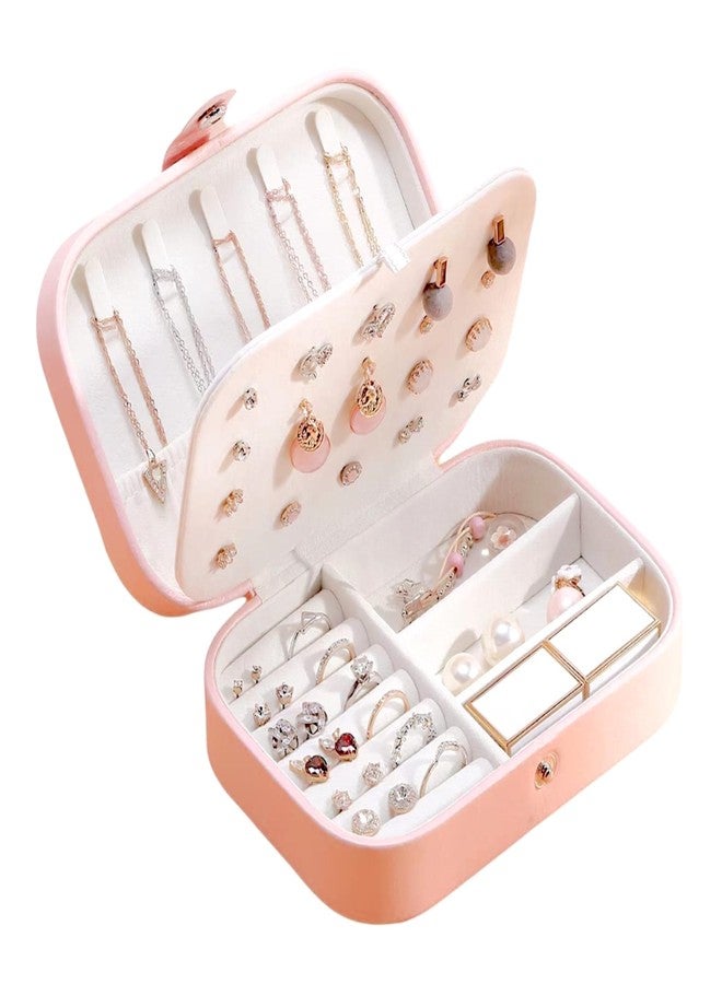 SALVE Multifunctional PU Faux Leather Pink Jewellery Box for Women, Travel Jewellery Organisers Storage Box with Lock | Vanity Case Jewel Box with Adjustable Dividers | Organizer Box for Storage - Image 1