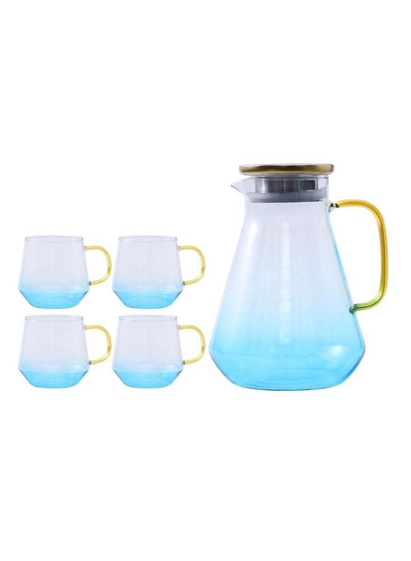 Shuer 5-Piece Electroplating Process Glass Cup Water Bottle Set Transparent Tea Mug Milk Straight Tube  - Image 1