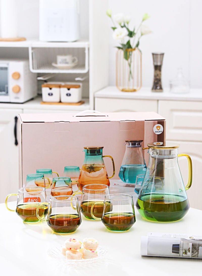 Shuer 5-Piece Electroplating Process Glass Cup Water Bottle Set Transparent Tea Mug Milk Straight Tube  - Image 5