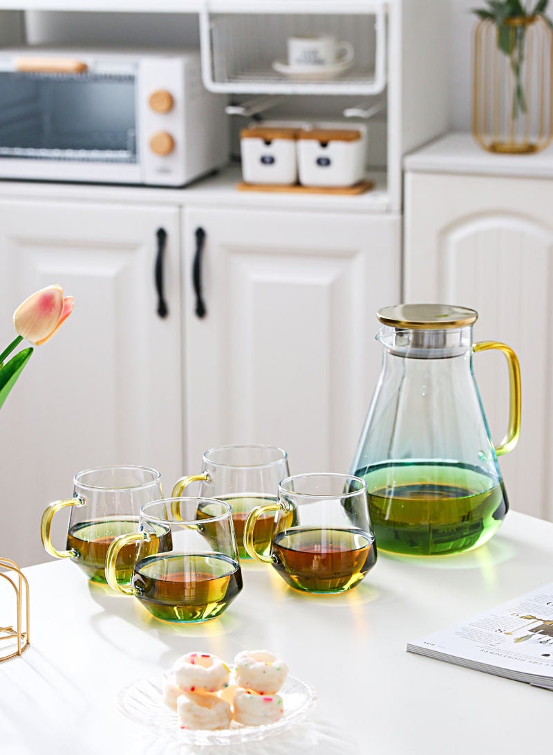 Shuer 5-Piece Electroplating Process Glass Cup Water Bottle Set Transparent Tea Mug Milk Straight Tube  - Image 4