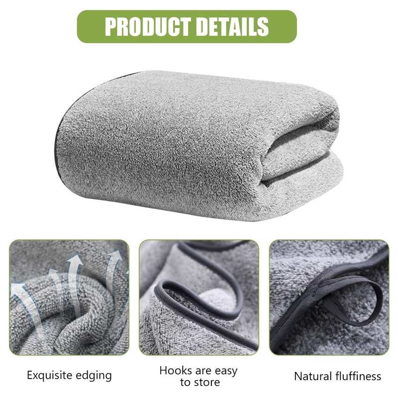 HASTHIP® Bamboo Bath Towel, Super Absorbent, Large Cotton Antibacterial Bath Towels (55x27 Inches, Grey) - Image 4