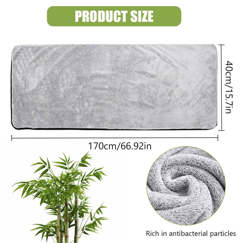 HASTHIP® Bamboo Bath Towel, Super Absorbent, Large Cotton Antibacterial Bath Towels (55x27 Inches, Grey) - Image 2